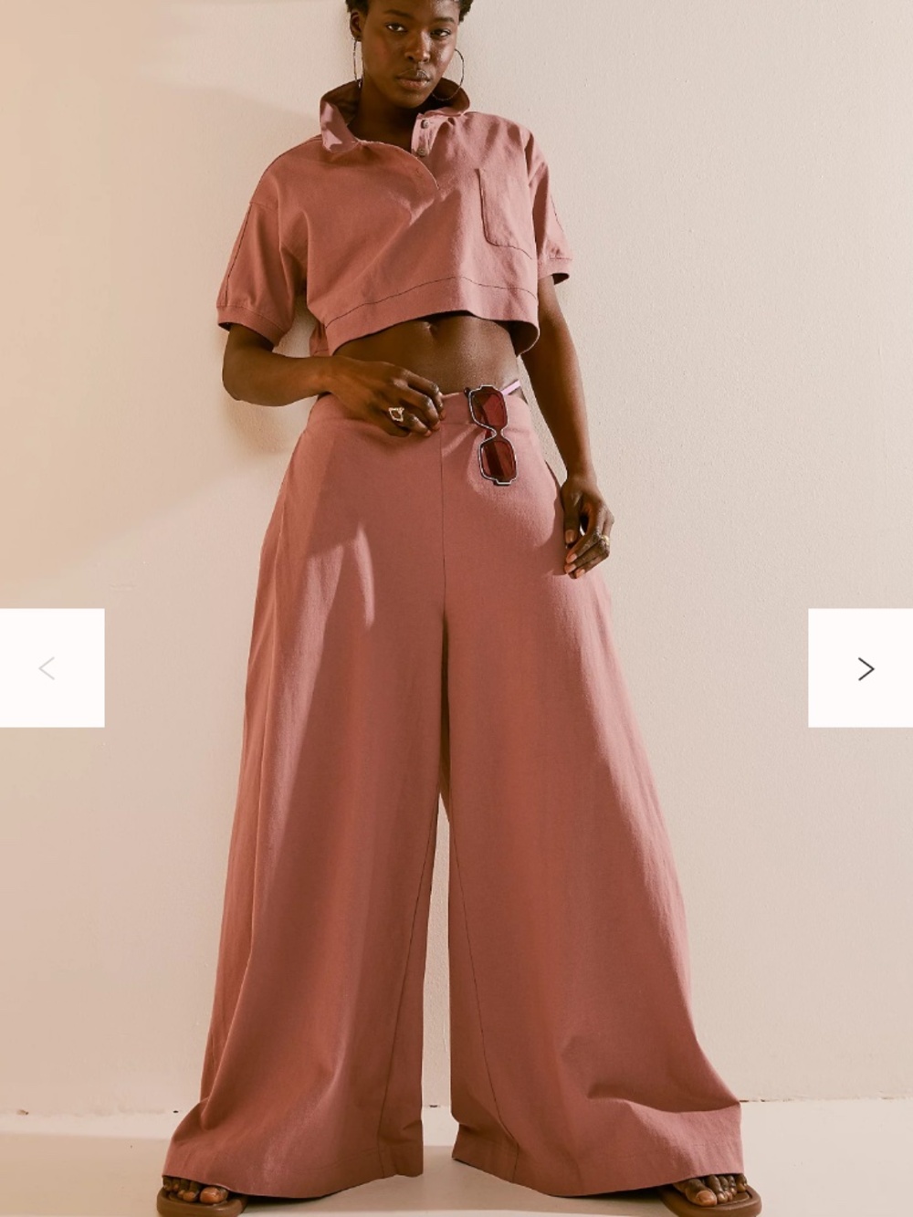 Free People Beach Whitney Short Sleeve
Crop Top & Wide Leg Set Antique Oak Color